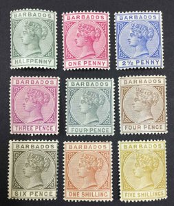 MOMEN: BARBADOS SG #89/103 1882-1886 MINT OG LH £750+ LOT #64379