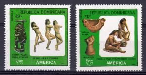 Dominican Republic 1989 Sc#1065/1066 UPAE AMERICA Pre-Columbian Artifacts Set 2