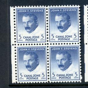 Canal Zone Scott #164a Stevens Tagged Error Mint Block of 4 Stamps (CZ 164-1)