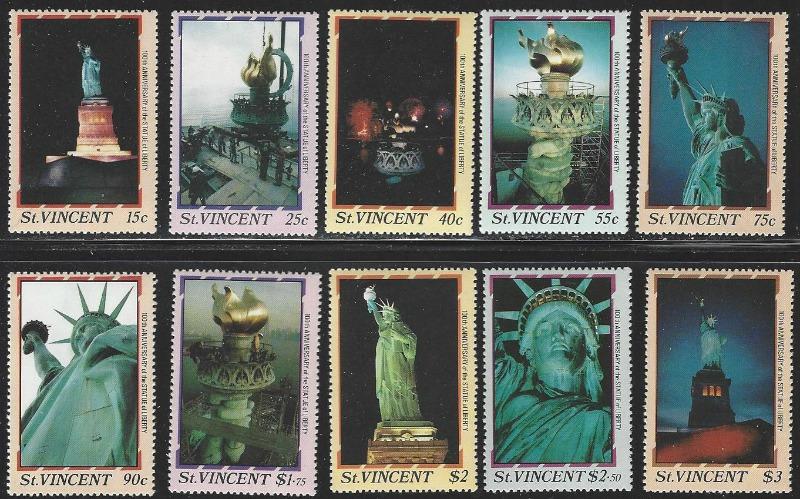 St. Vincent #980-980I MNH Full Set of 10 Statue of Liberty