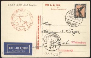 Germany  1929 Graf Zeppelin Si23IA Mi18 Orientfahrt  Zepp PPC Cover 107072