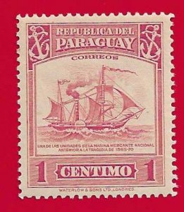 PARAGUAY SCOTT#435 1946 1c PADDLE STEAMER TACUARY - MH