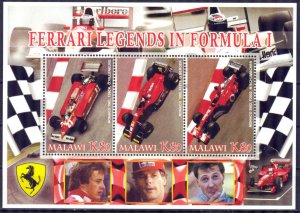 Malawi 2005 Racing Cars Ferrari Legends in Formula -1 ( I ) Sheet MNH