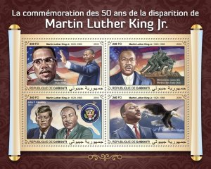 DJIBUTI - 2018 - Martin Luther King Jr. - Perf 4v Sheet - Mint Never Hinged