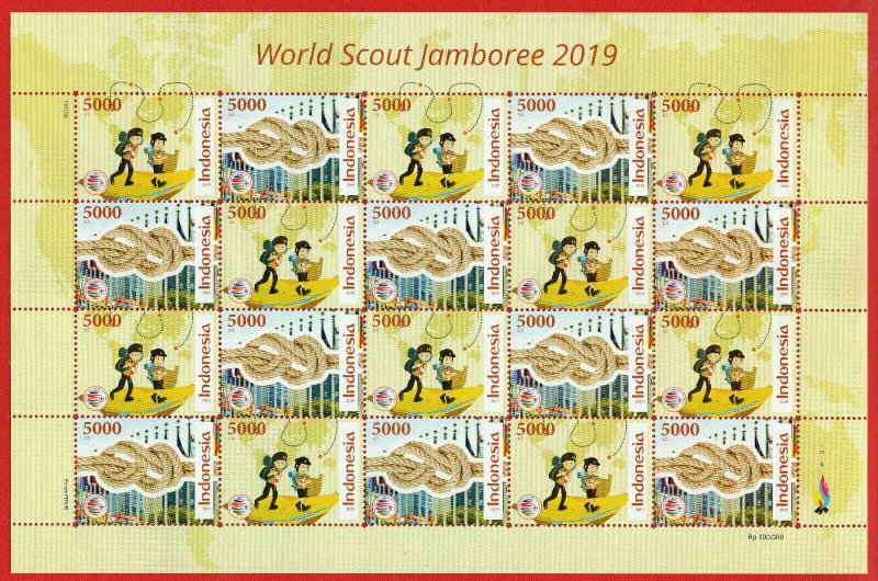 Indonesia 2019, Stamp Full Sheet, 24th World Scout Jamboree-Scout Mondial North