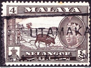 MALAYA SELANGOR 1962 4c Sepia SG131 Fine Used