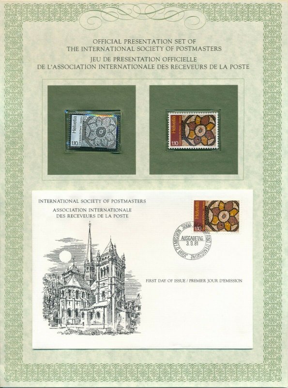 Switzerland 1981 Presentation set with FDC, silver and mint stamp and COA