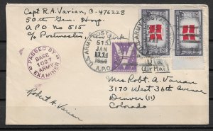 WWII 50th General Hospital, APO 515 cover dated 11 Jan 1944