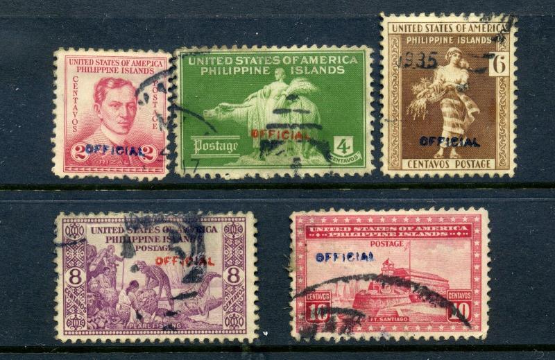 Philippines Scott #383-392 Var RARE Hand Stamp Official Stamps (Ph 391-OFFICIAL)