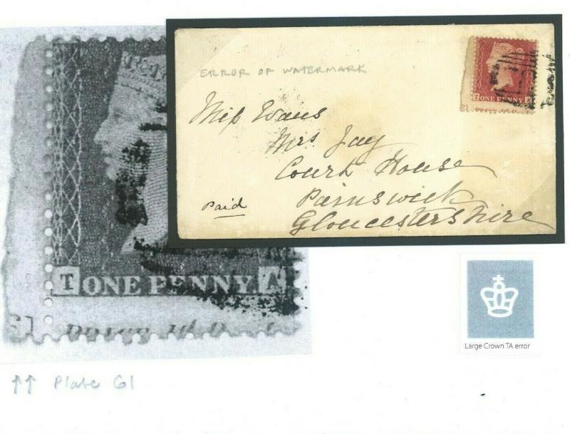 GB RARE SG.40 Cover CORNER MARGINAL Plate 61 TA WATERMARK ERROR New Find RRR MC9 