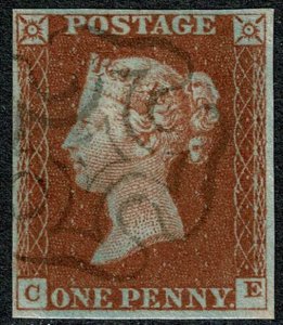 GB 1d red CE Plate 36. Fine used. Ivory head