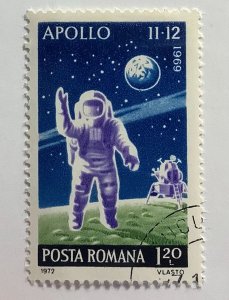 Romania 1972 Scott 2392 CTO - 1.20 L, Apollo program, Astronaut on the moon