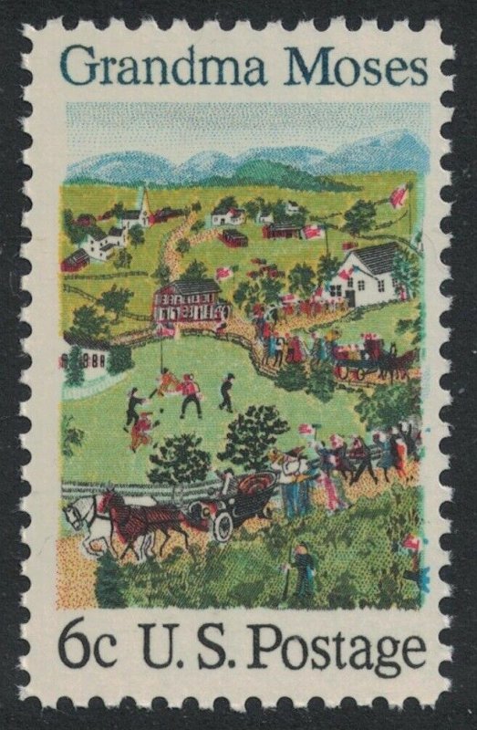 Scott 1370- Grandma Moses, July 4th Scene- MNH 1969- 6c mint unused stamp