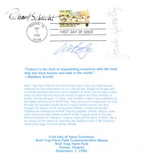 Signed USPS FDC Ceremony Program #2018 Wolf Trap Farm Park Music Theater 1982
