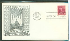 US 829 1938 25c William McKinley (part of the presidential/prexy series) single on an unaddressed first day cover with a histori