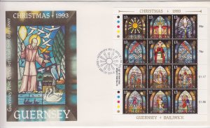 Guernsey 1993 Christmas Miniature Sheet  - official FDC