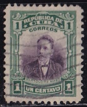 Cuba 239 (used) 1c Bartolomé Masó, patriot, grn & vio (1910)