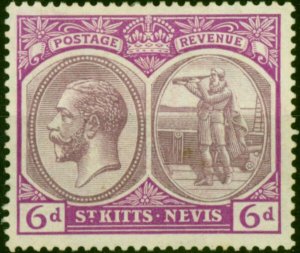 St Kitts Nevis 1924 6d Dull & Bright Purple SG46 Fine LMM