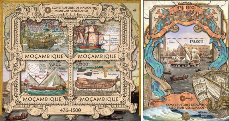 Tall Ships Schiffe Boats Transport Mozambique MNH stamp set