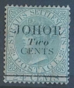 MALAYA  JOHORE SG 17  MINT. GUM TONED ...ERROR!!! BAR ON THE 'H' MISSING !!!!