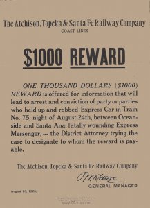 1925/1965 - Limited Reprint Murder Wanted Poster - Ephemera 1179