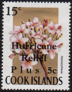 Cook Islands 1972 MH Sc #B17 15c + 5c Frangipani Flowers O/P