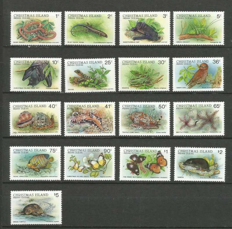 Christmas Island 1987 Wildlife Mounted Mint Set SG 229/44