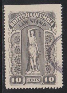 Canada, Revenue,  10c British Columbia Law Stamp (BCL 32) USED