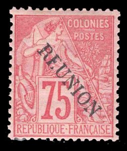 MOMEN: FRENCH COLONIES REUNION SC #27 MINT OG H VF SIGNED BRUN LOT #66143