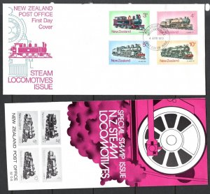 New Zealand 1973 #517-520  Steam Locomotives 1st Day Cover w/ insert