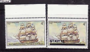 St. Kitts-Sc#38- id7-Unused NH 4c HMS Vanguard-variety-Ships- overprint missing