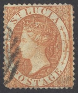 St. Lucia Sc# 14 Used 1864 (1sh) Queen Victoria