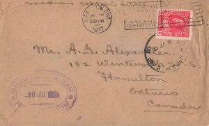 Canada 1917 WWI Machine Gun Depot Military Cover UK to Hamilton