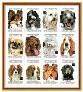 St. Vincent 1994 SC# 2095 Dogs, Collie, Hound Spaniel - Sheet of 12 Stamps - MNH