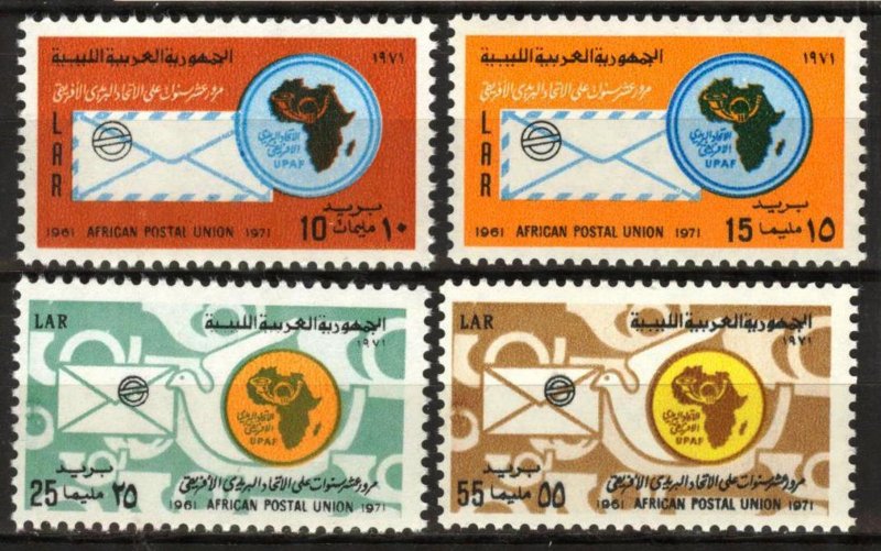 LAR 1971 African Postal Union UPAF Emblem Maps Sc. 433/36 Set of 4 MNH
