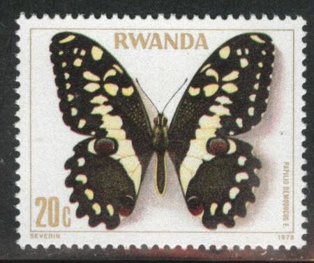 RWANDA Scott 905 MNH** 1978 butterfly stamp