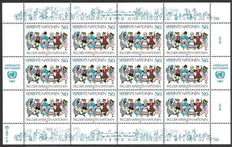 Doyle's_Stamps: MNH 1987 U.N. Vienna U.N. Day Sheet Set