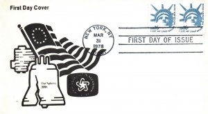 SCOTT 1619 COIL PAIR 16c AMERICANA ISSUE ON OUR NATIONS 200th CACHET FDC 1978