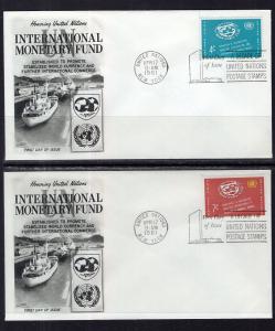 UN New York 90-91 Monetary Fund Fleetwood Set of Two U/A FDCs