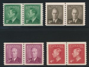 CANADA 297-300 MINT F-VF NH COIL PAIRS KGVI