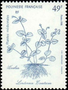 French Polynesia #495-497, Complete Set(3), 1988, Plants, Medical, Never Hinged