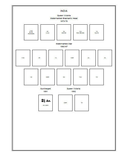 PRINTED INDIA [CLASS.] 1852-1946  STAMP ALBUM PAGES (23 pages)