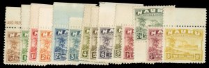 Nauru #17-30a Cat$385, 1924-48 Freighter, complete set, never hinged, overall...