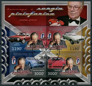 Burundi 2012 CTO Cars Stamps Sergio Pininfarina Rolls-Royce Ferrari Lancia 4v MS