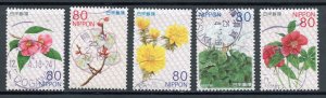 Japan 3501-3505 Used, Flowers (80 yen) Set from 2012