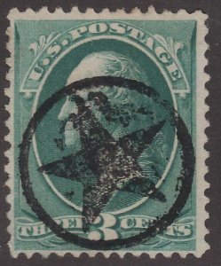 US Scott # 207 3c Washington Fancy Cancel Bold Star Strike