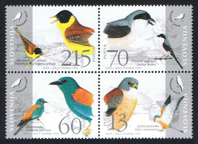 Slovenia Birds 4v Block of 4 SG#264/67 SC#235 a-d