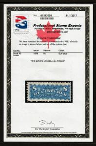 #F3 Registered Stamp  (Mint HINGED) PSE Certified cv$600.00