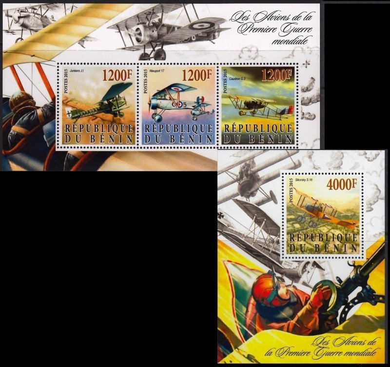 BENIN 2015 WORLD WAR AIRCRAFTS GUERRE MONDIALE WELTKRIEG [#1549P]