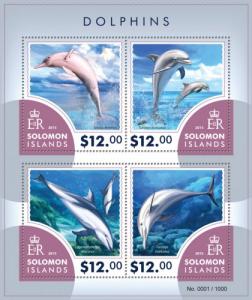 SOLOMON ISLANDS 2015 SHEET DOLPHINS MARINE LIFE slm15403a